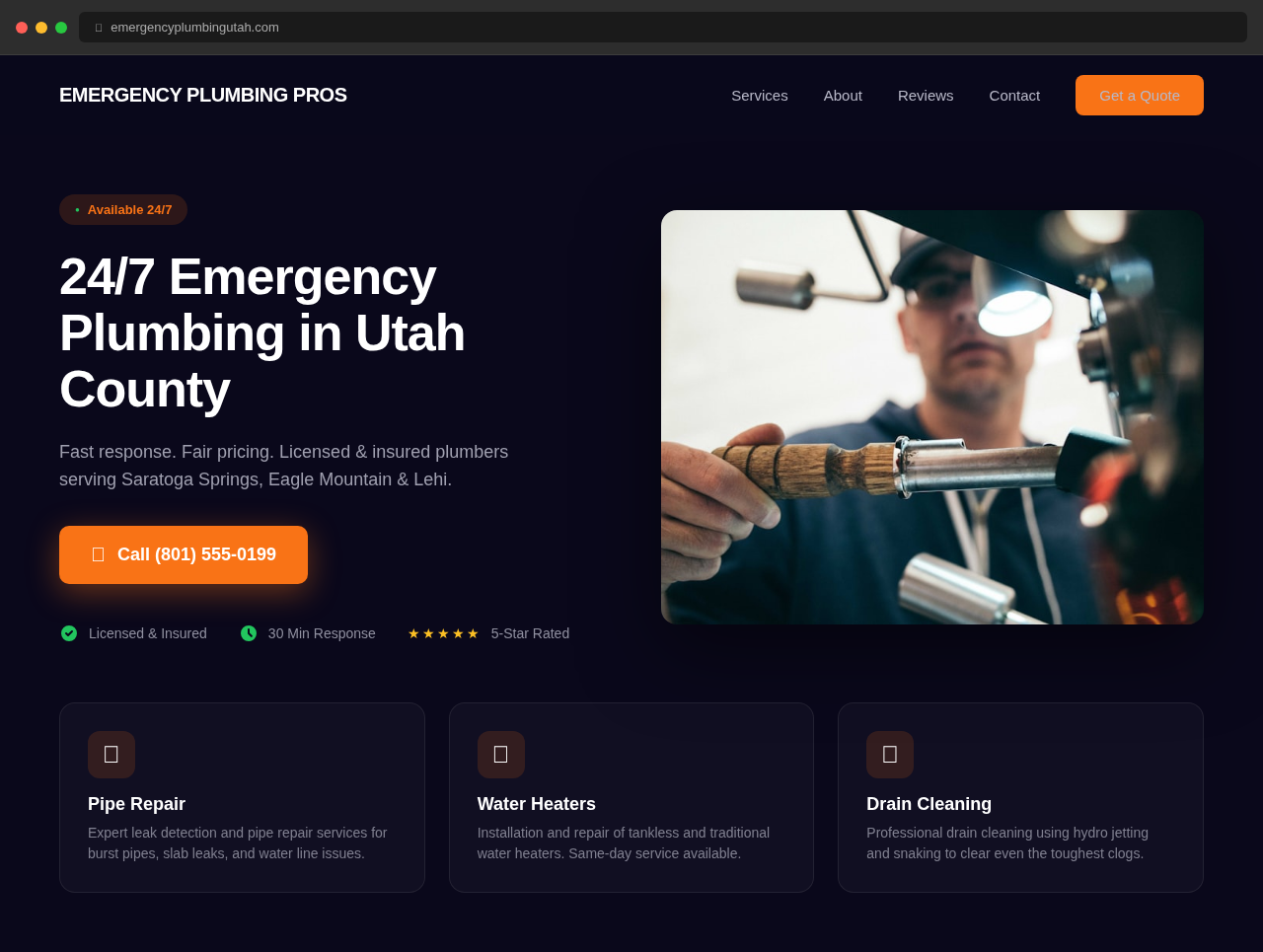 Dark theme website design for plumber/HVAC business
