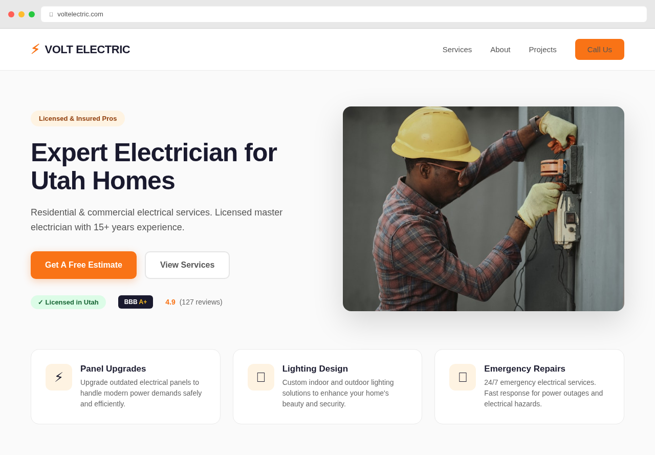 Light theme website design for electrician business